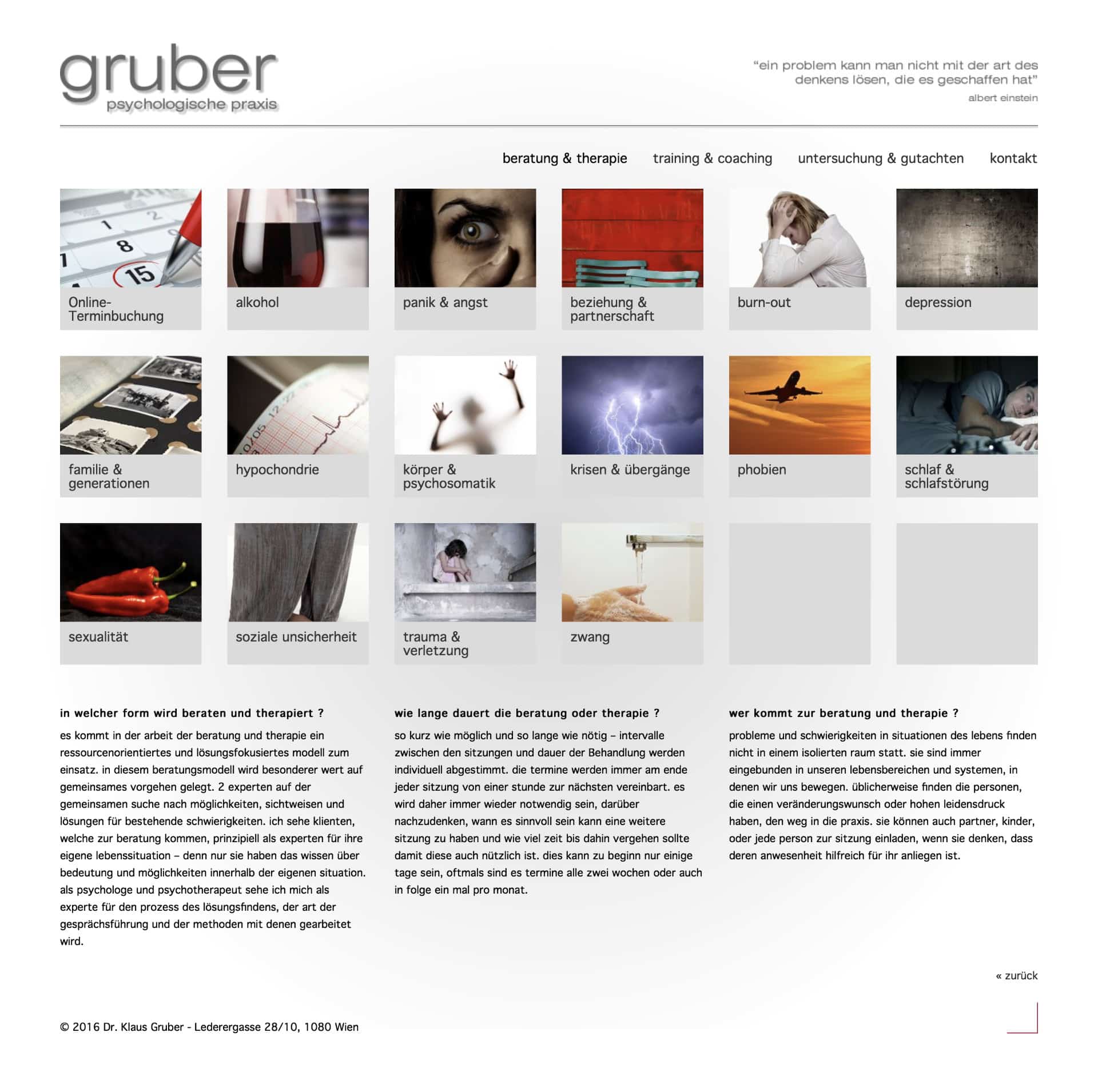 Psychotherapie und psychologische Beratung Dr. Gruber Website