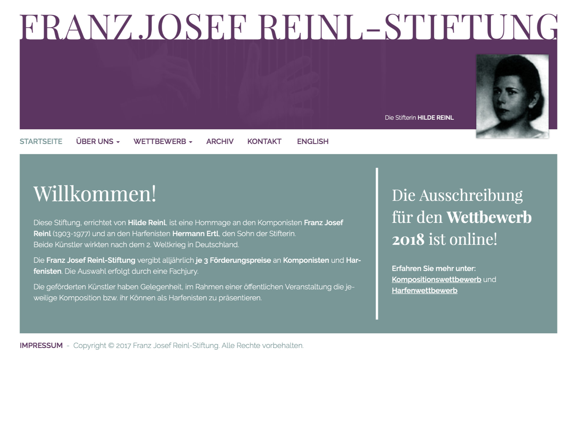 Franz Josef Reinl Stiftung Website Screenshot