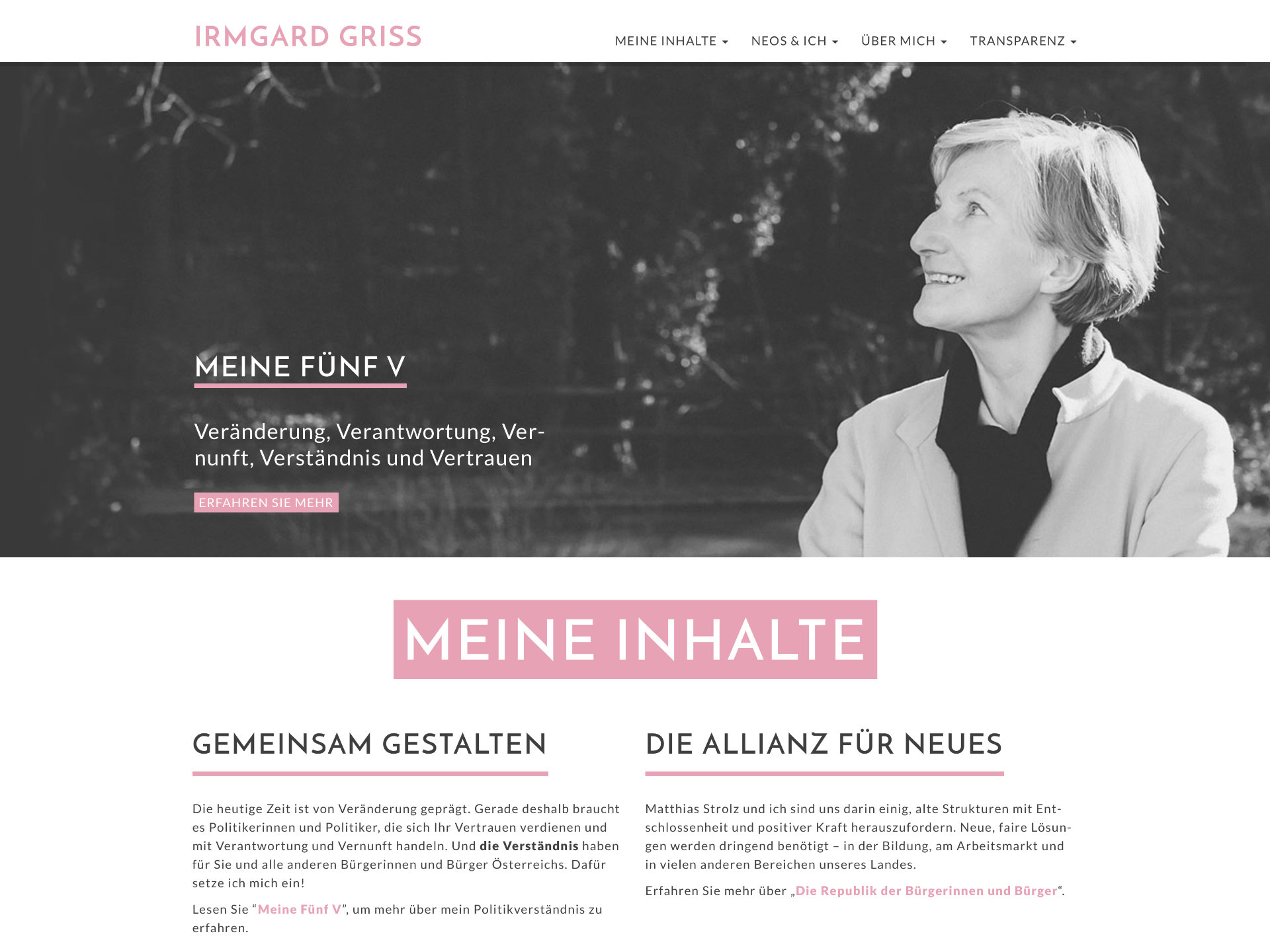 Irmgard Griss Website Screenshot