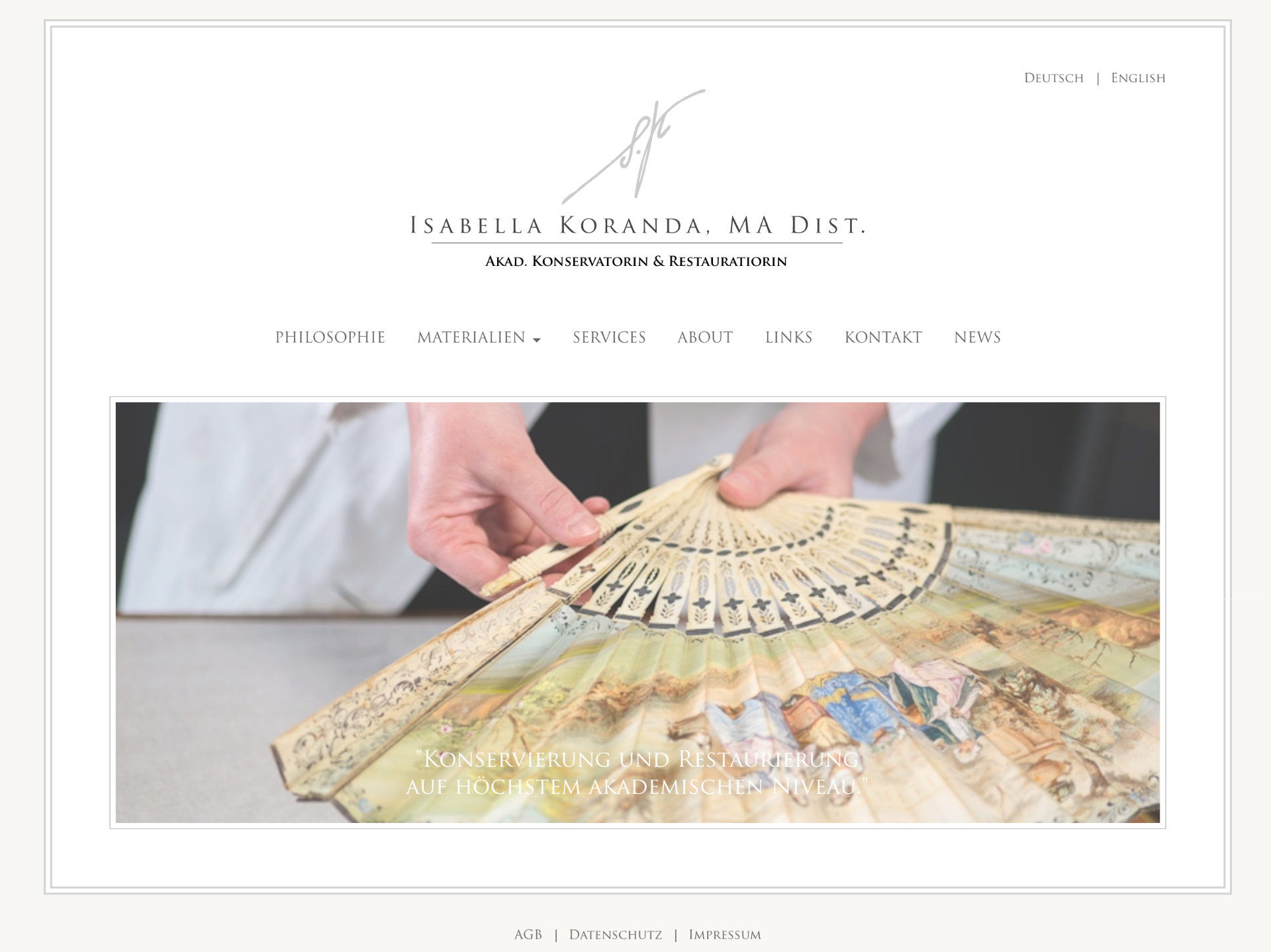 Isabella Korander - Restauratorin und Konservatorin - Website Screenshot