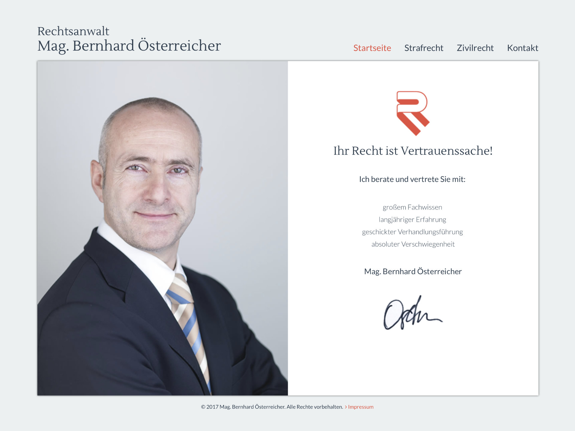 Rechtsanwalt Mag. Bernd Österreicher Website Screenshot