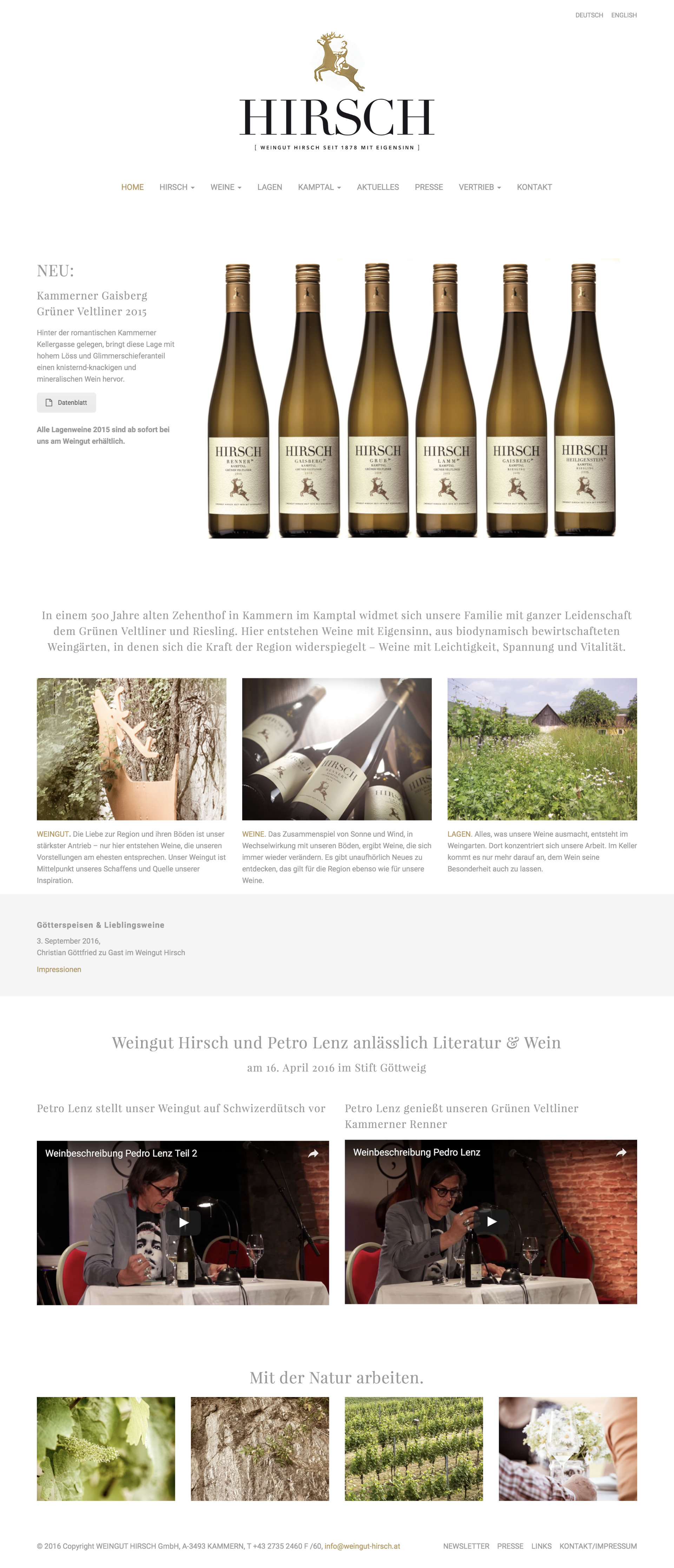 Weingut Hirsch Website Screenshot