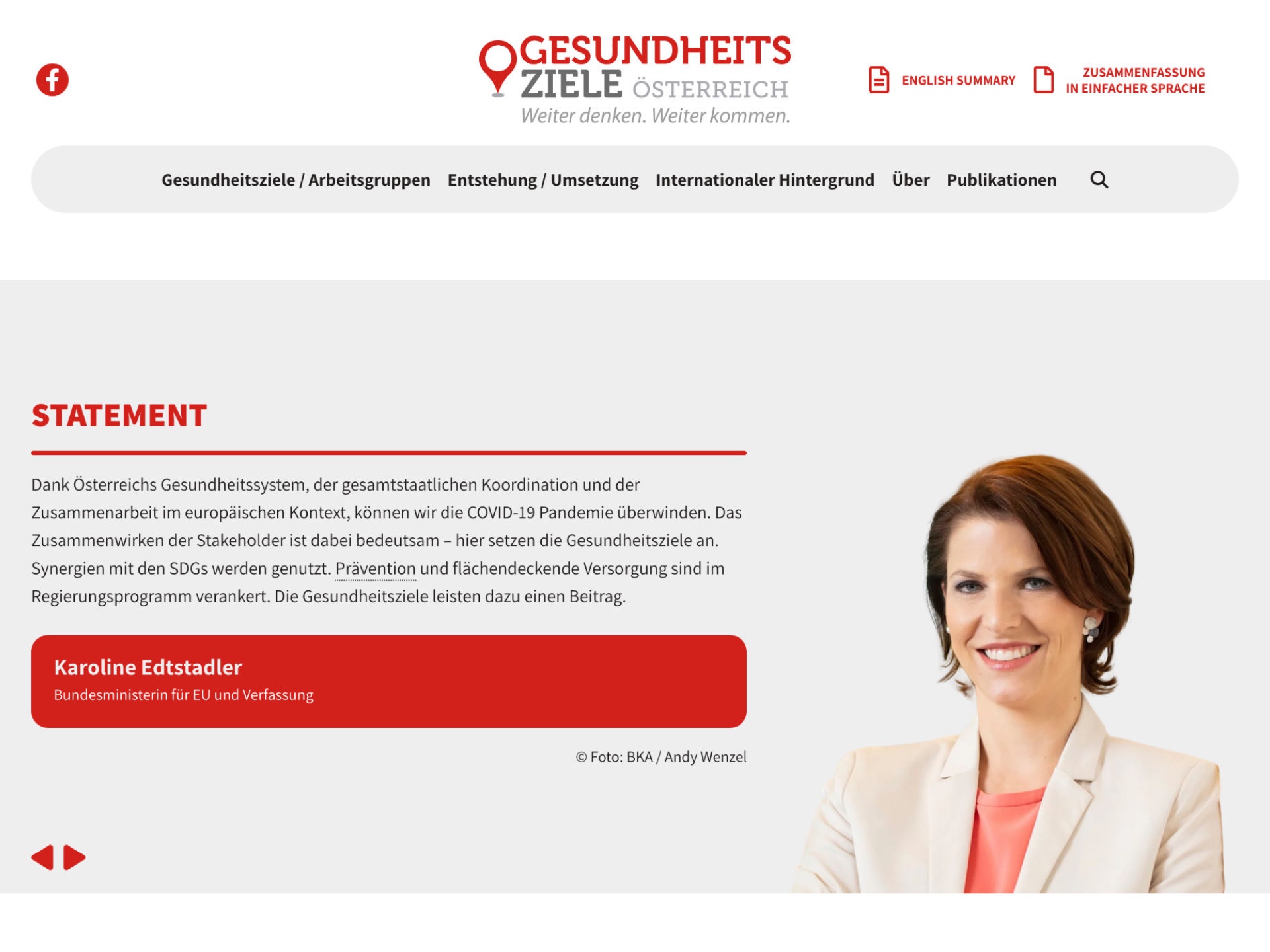 Gesundheitsziele Österreich Website Screenshot