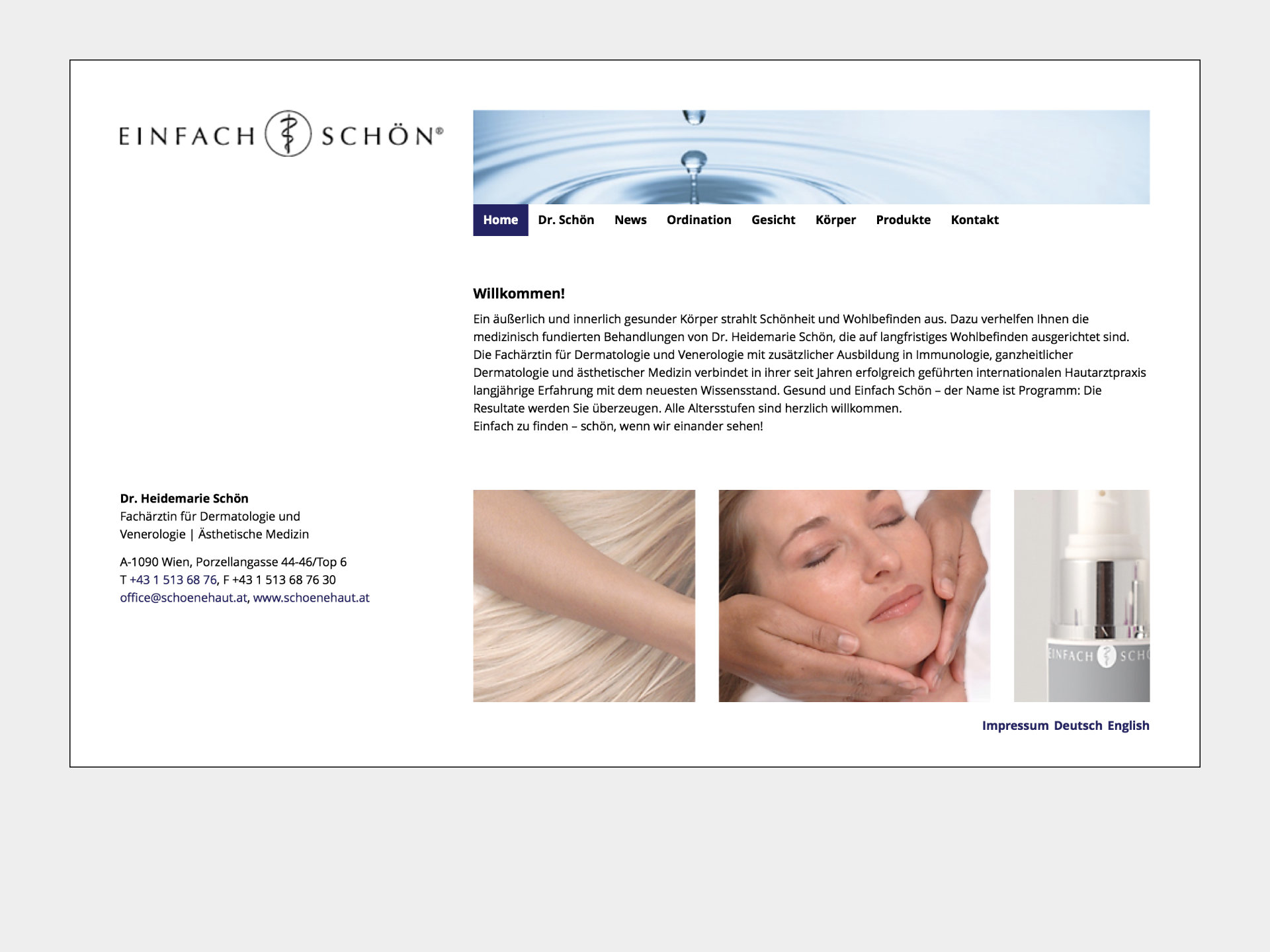 Dermatologin Dr. Heidemarie Schön Website Screenshot